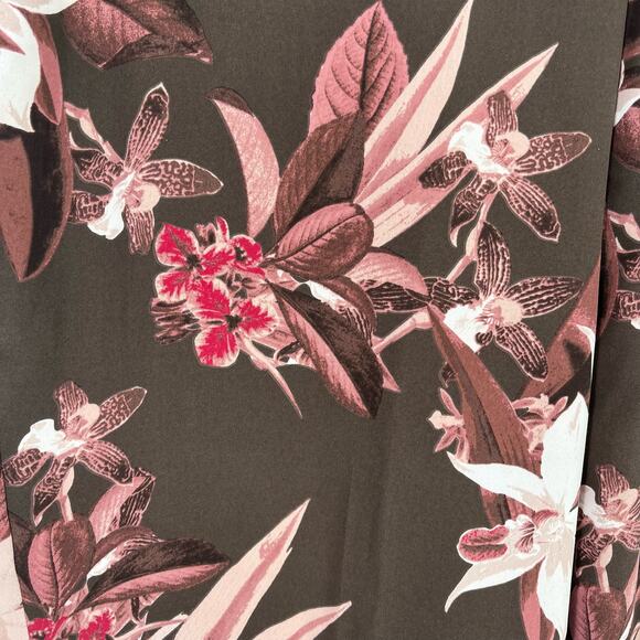 Chico's El Cielo Wide Leg Pants Size Large 14 Brown Pink Floral Print Pull On - Picture 3 of 7